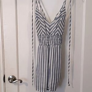 Blue and white striped romper size S
